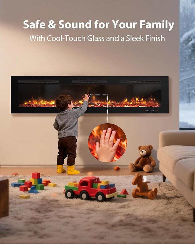 EUHOMY 72 Inch Electric Fireplace Wall Recessed and Wall Mounted - Image 4