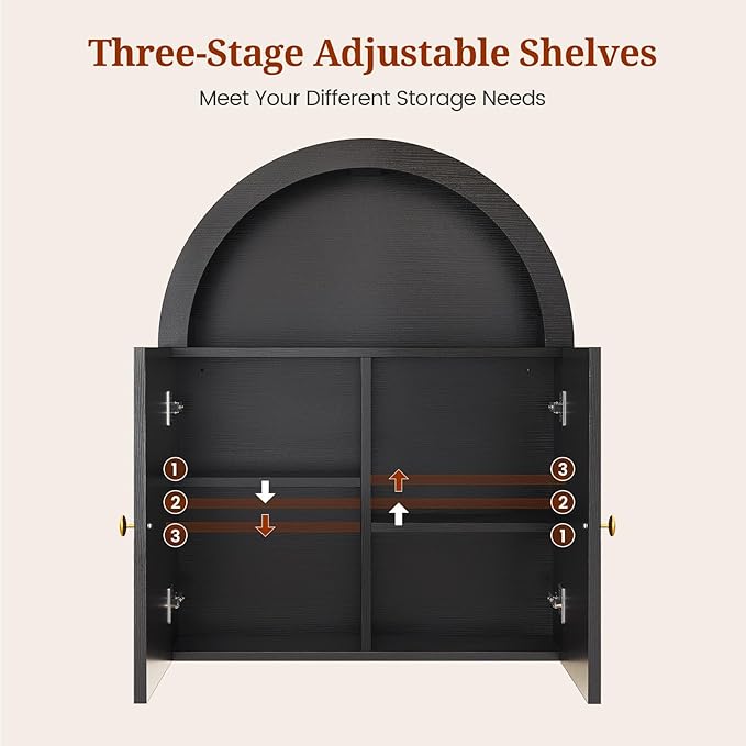 Arched Bathroom Wall Cabinet, 23.6 x 30.3'' Over The Toilet Cabinet - Image 6