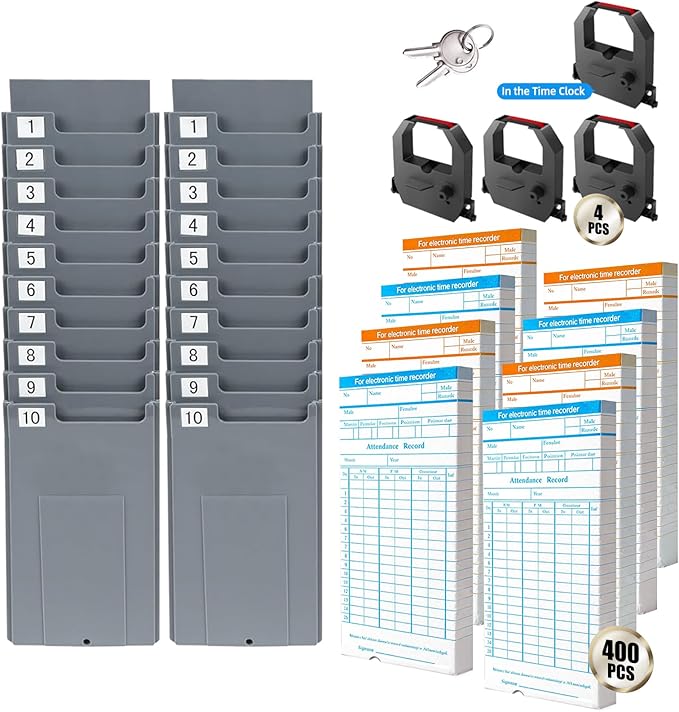 TooCust Time Clock Bundle with 400 Time Cards, 4 Ink Ribbons, 2 Ten-Slot Time - Image 5