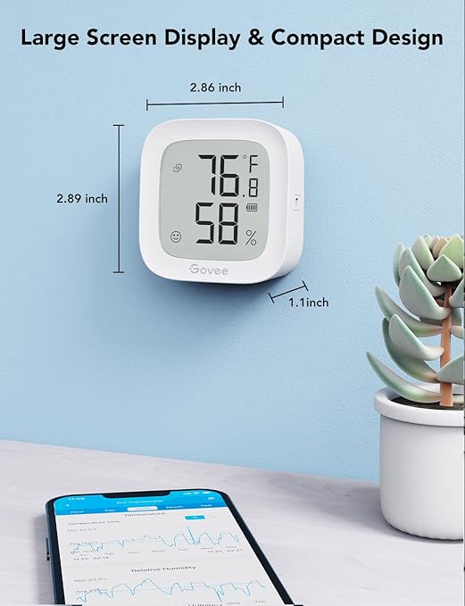 Govee WiFi Thermometer Hygrometer H5103, Indoor Bluetooth Temperature Humidity - Image 8