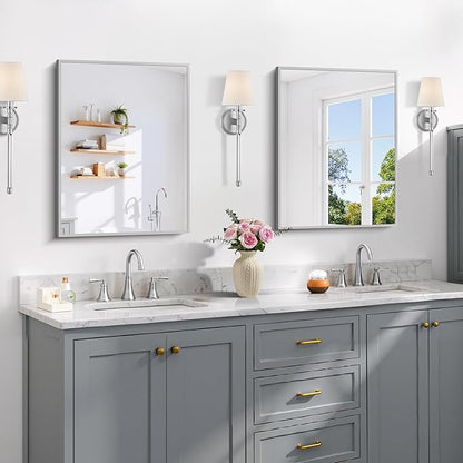 Silver Bathroom Mirror for Wall, 18x24 Inch Rectangle Mirror - Image 3