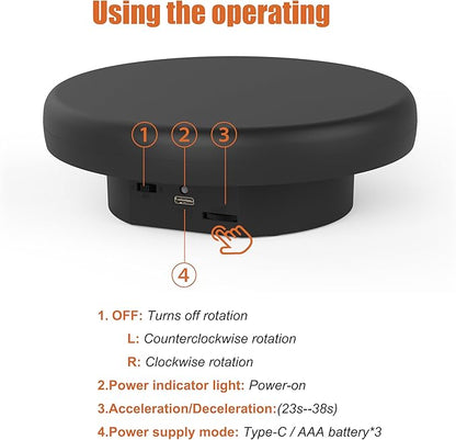 6.3 inch / 4.4LBS Load, 360 Degree Electronic Turntable Display Stand - Image 7