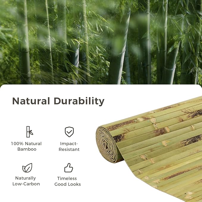 OUZUGIE 2 Pack 96x24 Inch Natural Bamboo Wall Panel – Green Burned Pole Wrap - Image 7