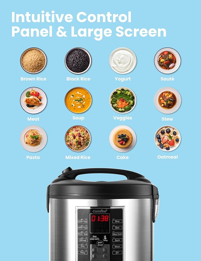 COMFEE' Rice Cooker, Slow Cooker, Sauté All in One Multi Cooker Large Capacity. - Image 7