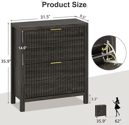 Shoe Cabinet Storage for Entryway, Fluted Shoe Cabinet - Image 2