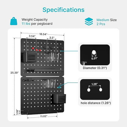 PEGZONE Pegboard Wall Organizer Combination Kit, Overall 25.4"x16.6" Metal - Image 6