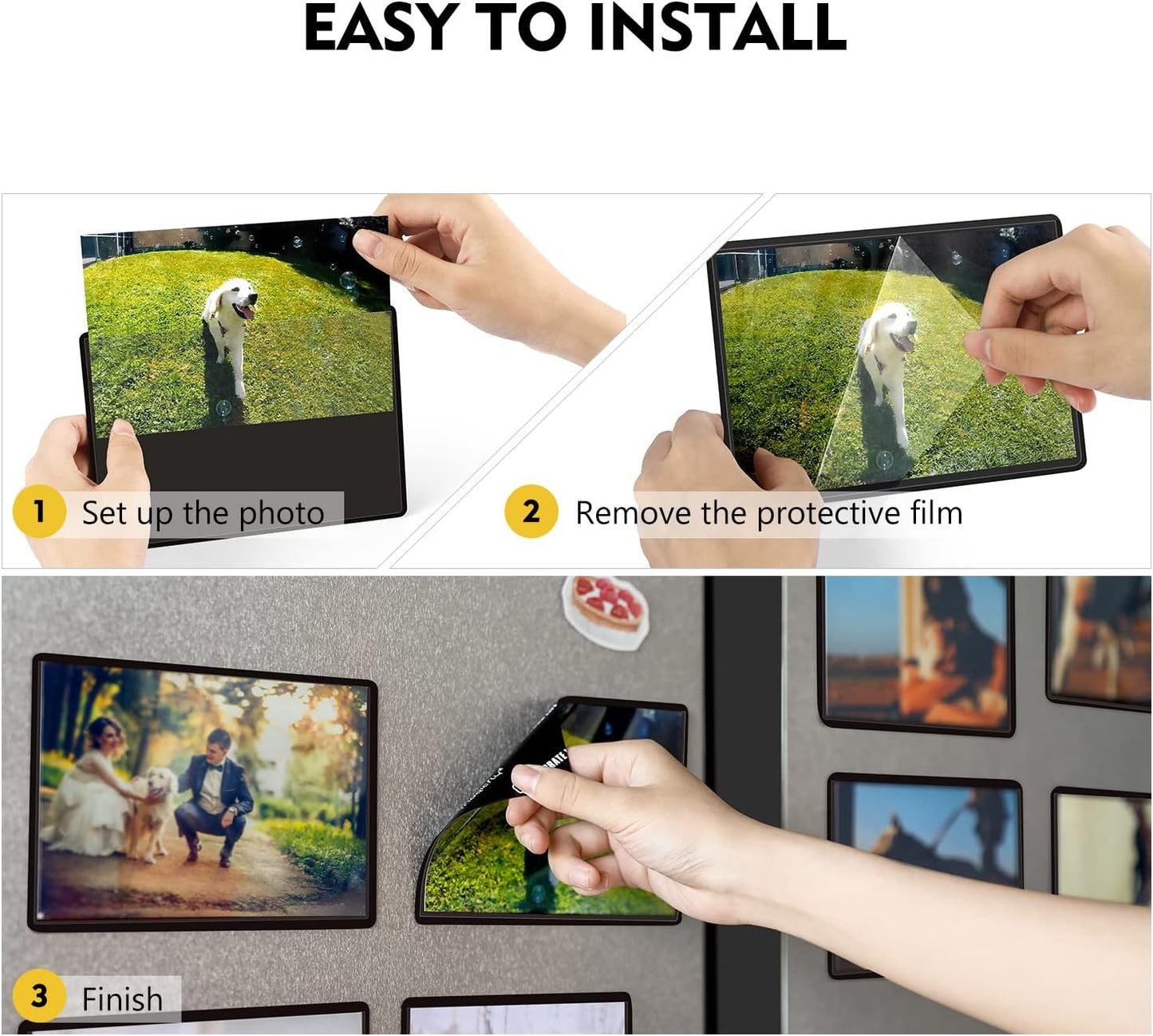 Magicfly Magnetic Photo Frame, Pack of 30, Fits 4 X 6 Inch Photos | Magnetic Picture Frame with Clear Photo Pocket for Refrigerator, Fridge, Office Cabinet, Black