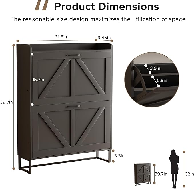 EOYUTLLY Shoe Cabinet for Entryway - Image 2
