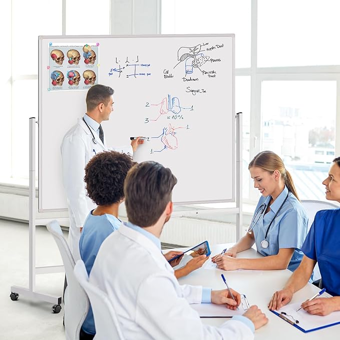 maxtek Rolling Whiteboard 60x48, Large Double-Sided White Board Dry Erase on - Image 8