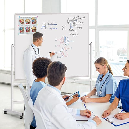 maxtek Rolling Whiteboard 60x48, Large Double-Sided White Board Dry Erase on - Image 8