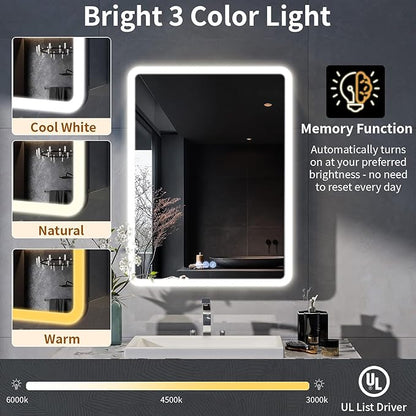 BEAUTYPEAK 24 x 32 LED Bathroom Medicine Cabinet Mirror, Adjustable Shelves - Image 5