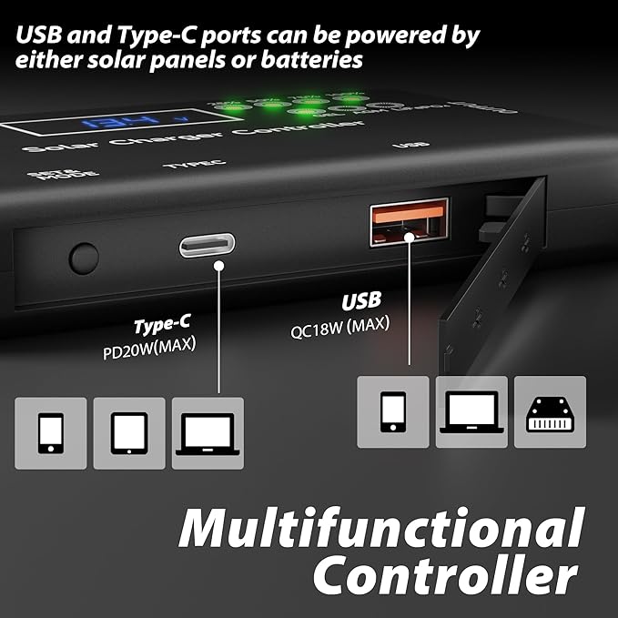 Solar Charge Controller 12V 20A, Solar Panel Charge Controller - Image 6