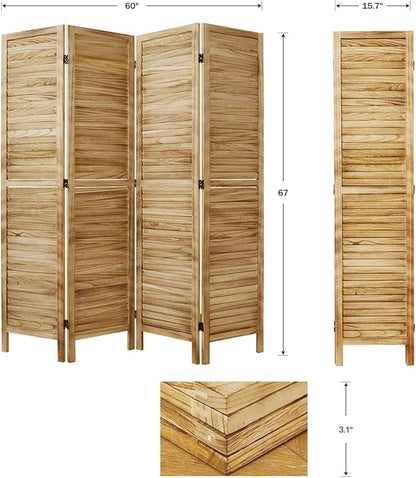 Room Dividers and Folding Privacy Screens, Wood Louvered Separators Divider Wall - Image 7