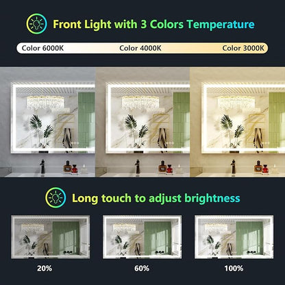 YEELAIT 68x40 Inch RGB LED Bathroom Mirror Front Light and RGB Backlit Lighted - Image 4