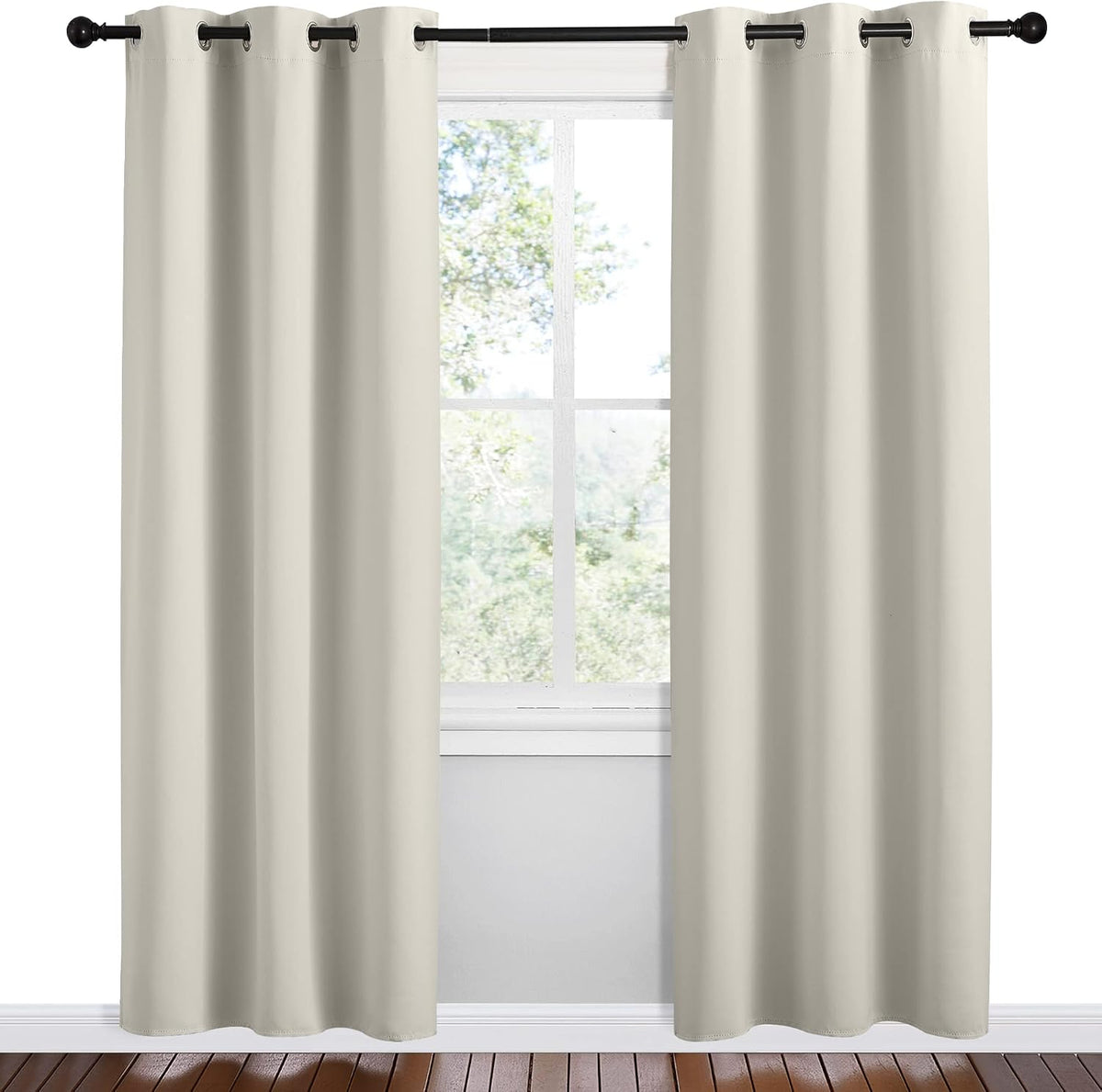 NICETOWN Kitchen 78 inches Long Curtains for Decoration, Natural, 2 Panels, 42 inches Wide, Thermal Insulated Grommet Room Darkening Draperies/Panels for Laundry