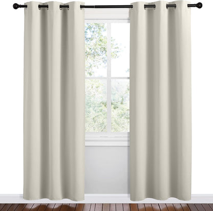 NICETOWN Kitchen 78 inches Long Curtains for Decoration, Natural, 2 Panels, 42 inches Wide, Thermal Insulated Grommet Room Darkening Draperies/Panels for Laundry