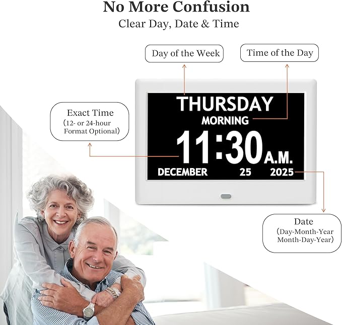 7'' Dementia Clock For Seniors, Large Display Digital Clock - Image 5
