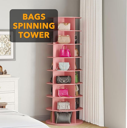 SpaceAid 8 Tier Rotating Shoe Rack Tower, Spinning Shoe Display Lazy Susan - Image 5