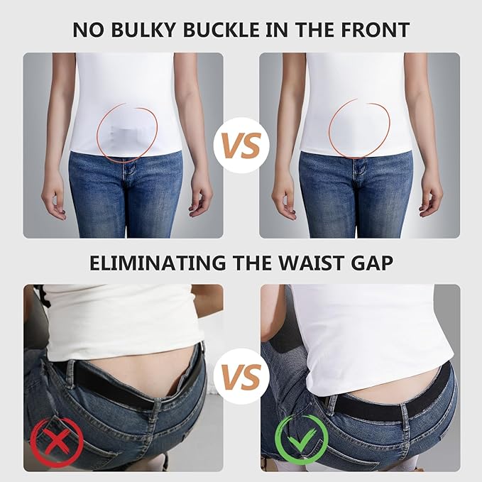 JASGOOD Women No Show Stretch Belt Elastic Web Strap Belt - Image 3