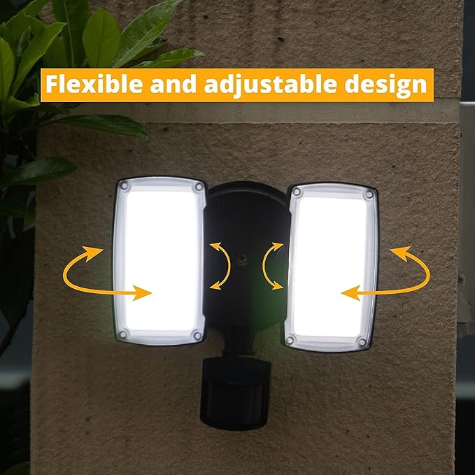 UME 2 Pack 19W LED Flood Light Motion Sensor Outdoor, 2 Adjustable Head - Image 5