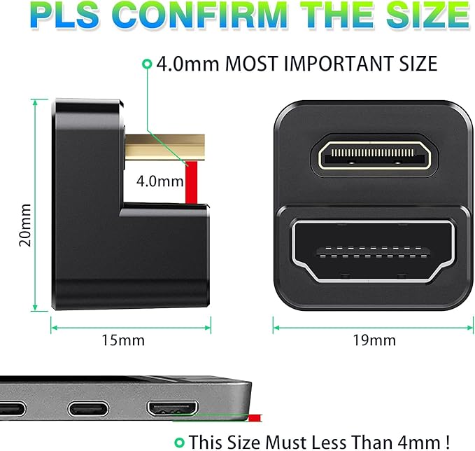 AGVEE 2 Pack 180 Degree Angled Mini HDMI Male to HDMI Female Adapter, U-Shaped - Image 7
