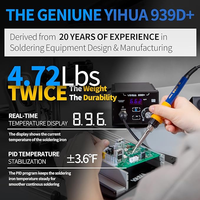 YIHUA 939D+ Digital Soldering Station, 75 Watt Equivalent - Image 2
