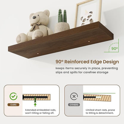 32in Floating Shelves for Wall, 2 Pack Long Wall Mounted Engineered Wood Shelves - Image 5