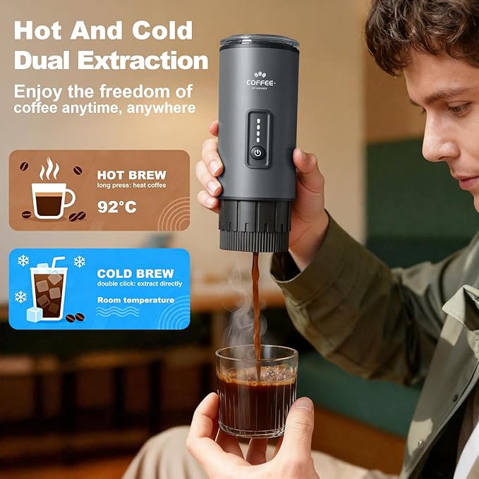 Portable Coffee Maker, 3 in 1 Electric Espresso Machine Set, Rechargeable - Image 4