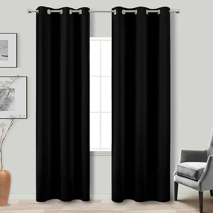 KOUFALL Black Blackout Curtains 38x84 by KOUFALL