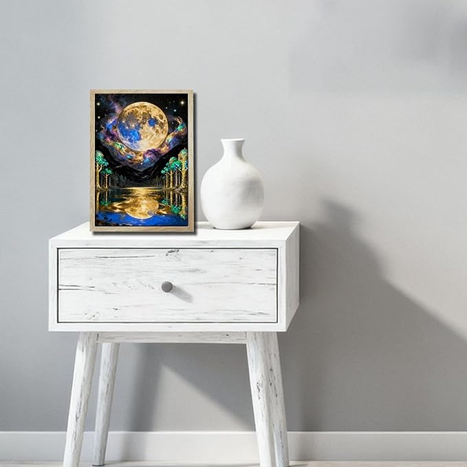 URVIP LED Glowing Photo Frame, 3D Starry-Sky Blue Moon Wall Art, 9x12 Inches - Image 5
