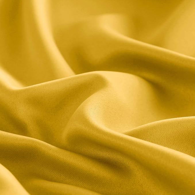 DWCN Yellow Curtains for Living Room, Room Darkening Grommet Thermal Blackout - Image 4