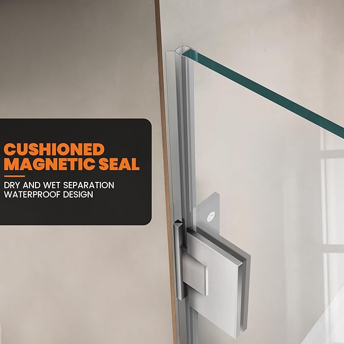 Bathroom Frameless Shower Door 32" W*72" H, 5/16" Clear Tempered Glass Hinged - Image 4