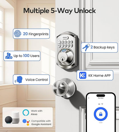 TEEHO TE012W-K WiFi Smart Keyless Entry Door Lock - Image 4