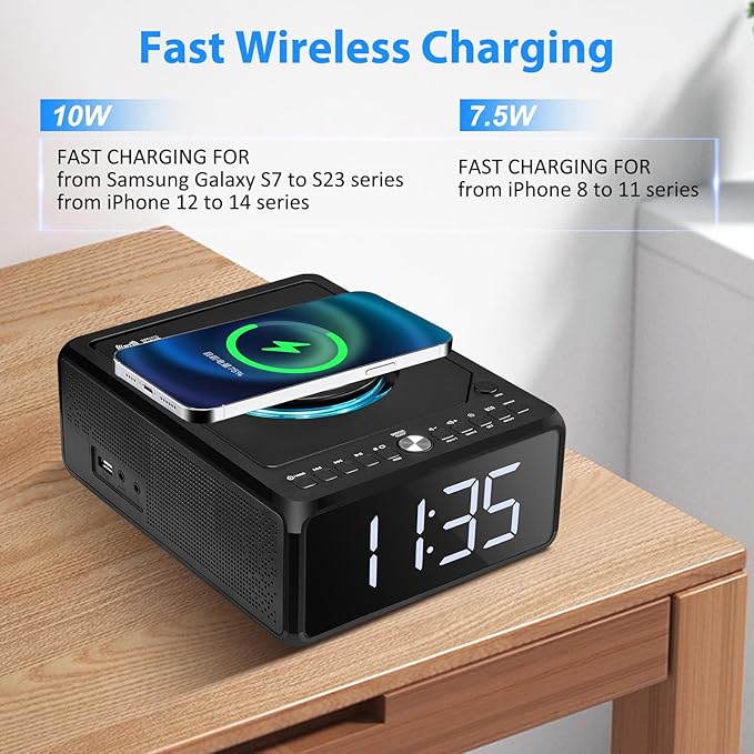 Gelielim CD Player Alarm Clock Radio, CD Players - Image 7