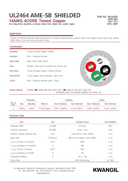 KWANGIL 4C 14AWG AMESB Shielded Cable Wire - Image 4