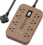 Walnut Power Strip with USB Ports - 10 FT Wood Power Strip by YourBetterchoice
