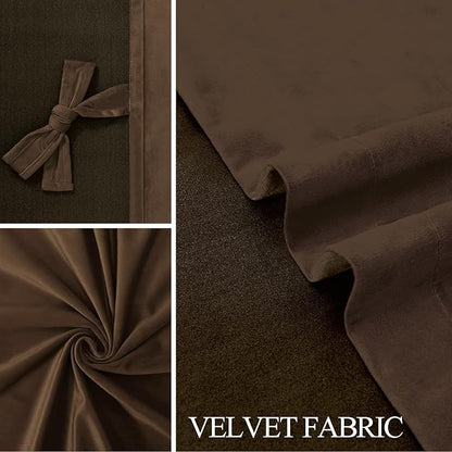 JIUZHEN Brown Velvet Curtains 72 inches Blackout Curtains - Image 5