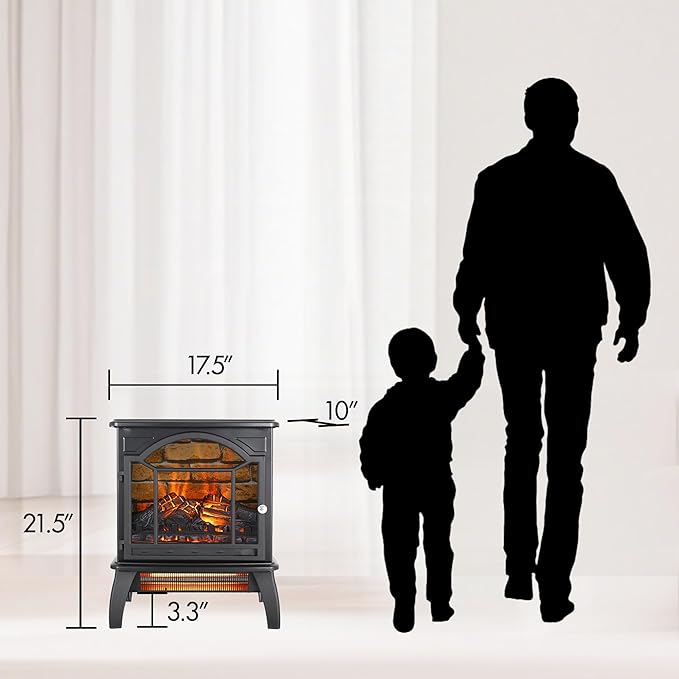 18" Electric Fireplace Heater, Freestanding Fireplace - Image 8