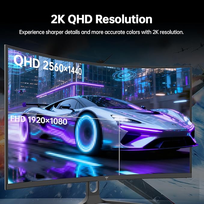 KTC 32 Inch Curved Gaming Monitor, 2K 180Hz Computer Monitor, QHD 1500R PC - Image 4