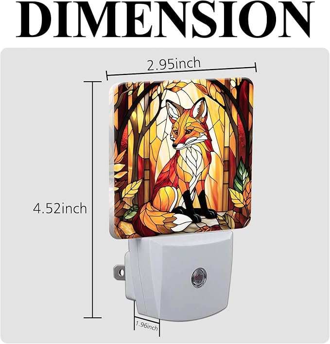 PODMemory Fox Stained Glass Night Lights Plug into Wall - Image 2
