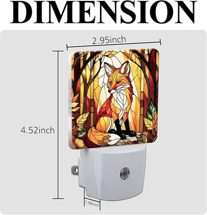 PODMemory Fox Stained Glass Night Lights Plug into Wall - Image 2