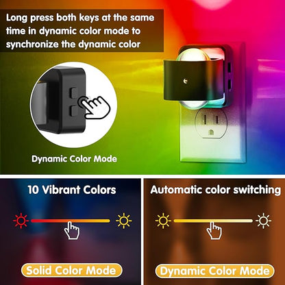 L LOHAS LED Night Light Projector, 2 Pack Color Changing Night Light Plug into - Image 4