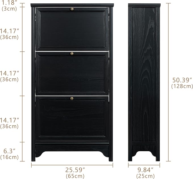 Chogori 3-Tier Shoe Cabinet – Solid Wood Entryway Shoe Storage Organizer - Image 2