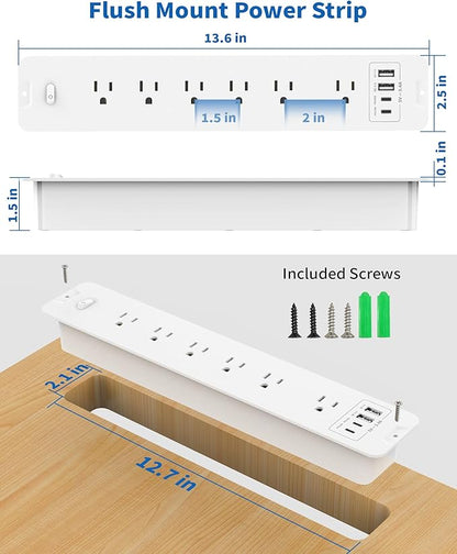 Inhwatek Recessed Power Strip, Surge Protector - Image 6