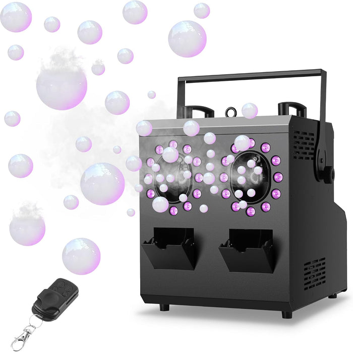 Fog Bubble Machine,1500W 3IN1 Smoke Bubble Machine with 24LEDs RGBW 4IN1 Lighting Effect Remote Control Timer Settings DMX512 for Halloween Birthday Parties Wedding Show Festival Stage