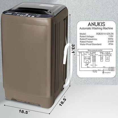 Anukis Fully Automatic Washing Machine, 13 lbs Capacity Compact Laundry Washer - Image 8