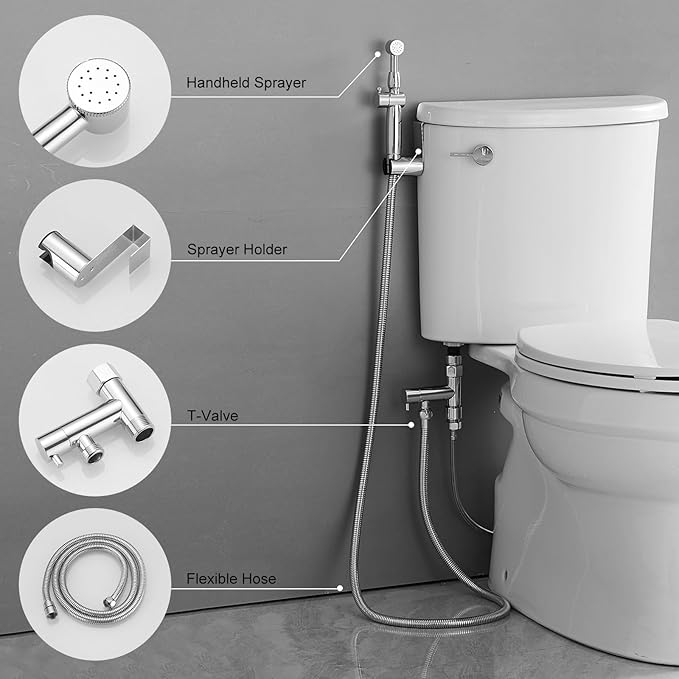 Chrome Handheld Bidet Sprayer Attachment - Image 6