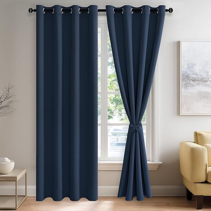 JIUZHEN Navy Blackout Curtains by JIUZHEN