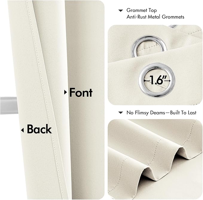 MIULEE Cream Blackout Curtains for Bedroom Living Room 45 Inches Long 2 Panels - Image 4