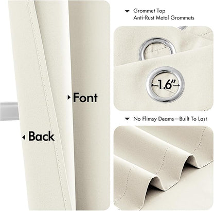MIULEE Cream Blackout Curtains for Bedroom Living Room 63 Inches Long 2 Panels - Image 4